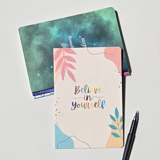 A5, Easy to Carry Plain & Ruled notebooks for Everyone Set of 4 (Motivational Cover Design)