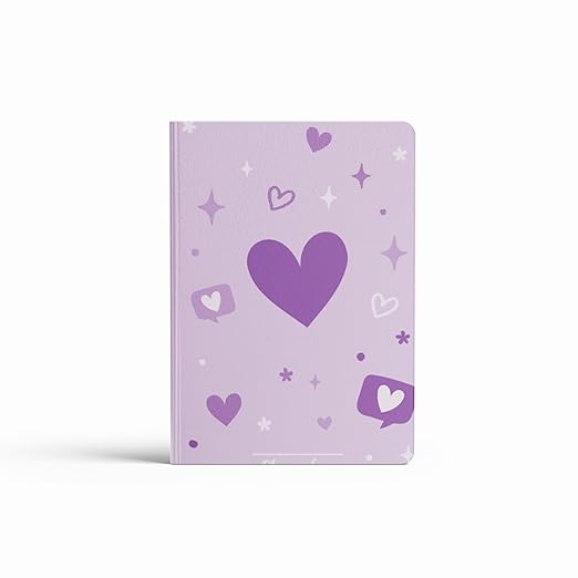 A5, Easy to Carry Plain & Ruled notebooks for Everyone Set of 4 (Purple Hearts Cover Design)