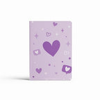 A5, Easy to Carry Plain & Ruled notebooks for Everyone Set of 4 (Purple Hearts Cover Design)