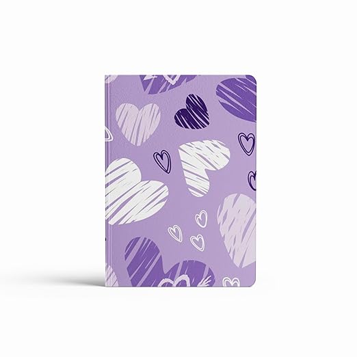 A5, Easy to Carry Plain & Ruled notebooks for Everyone Set of 4 (Purple Hearts Cover Design)