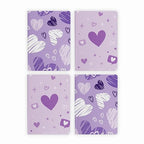 A5, Easy to Carry Plain & Ruled notebooks for Everyone Set of 4 (Purple Hearts Cover Design)