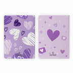 A5, Easy to Carry Plain & Ruled notebooks for Everyone Set of 4 (Purple Hearts Cover Design)