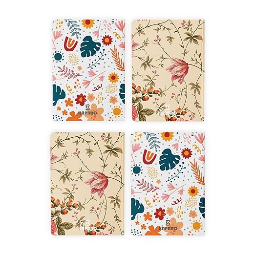 A5, Easy to Carry Plain & Ruled notebooks for Everyone Set of 4 (Floral Cover Design) Main image