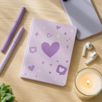 A5, Easy to Carry Plain & Ruled notebooks for Everyone Set of 4 (Purple Hearts Cover Design)