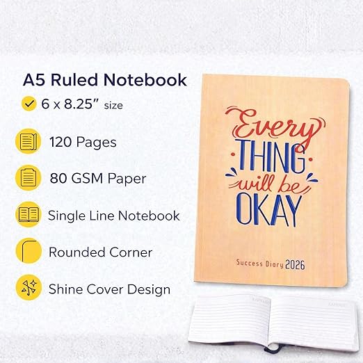A5 Ruled Notebook (Everything Will Be Ok)
