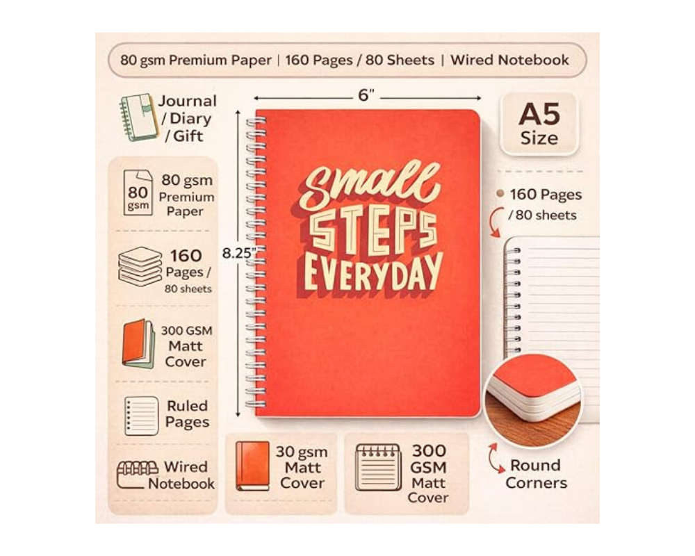 A5 Spiral Notebook (Small Steps Everyday)